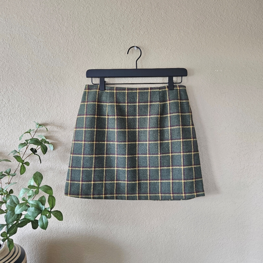 Forever 21 Plaid Mini Skirt, Medium | Green
